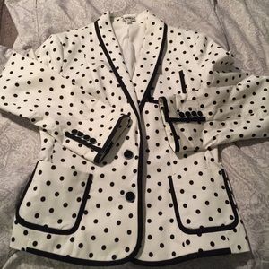 White Black Poka Dot Blazer